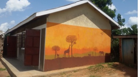The newly constructed classroom with mural artwork completed by the children 