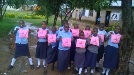 Girls receive re-usable sanitary pads