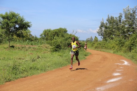 Ezekiel Oduol approaching the finish line 